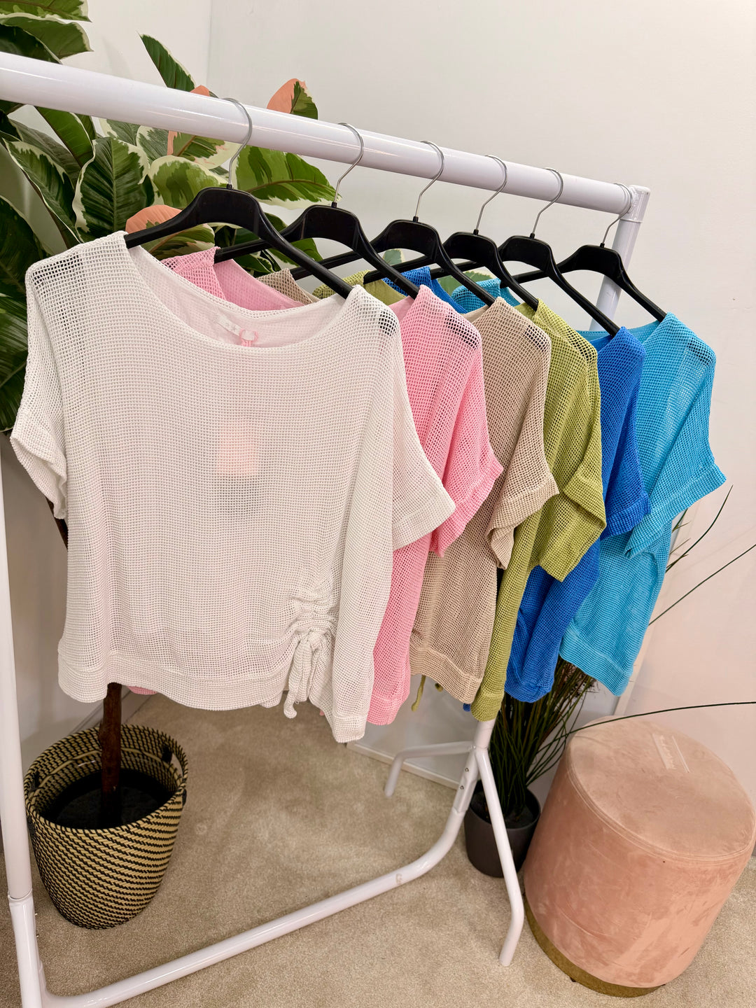 Ladies Fashion Teabag Linen Short Sleeve Top