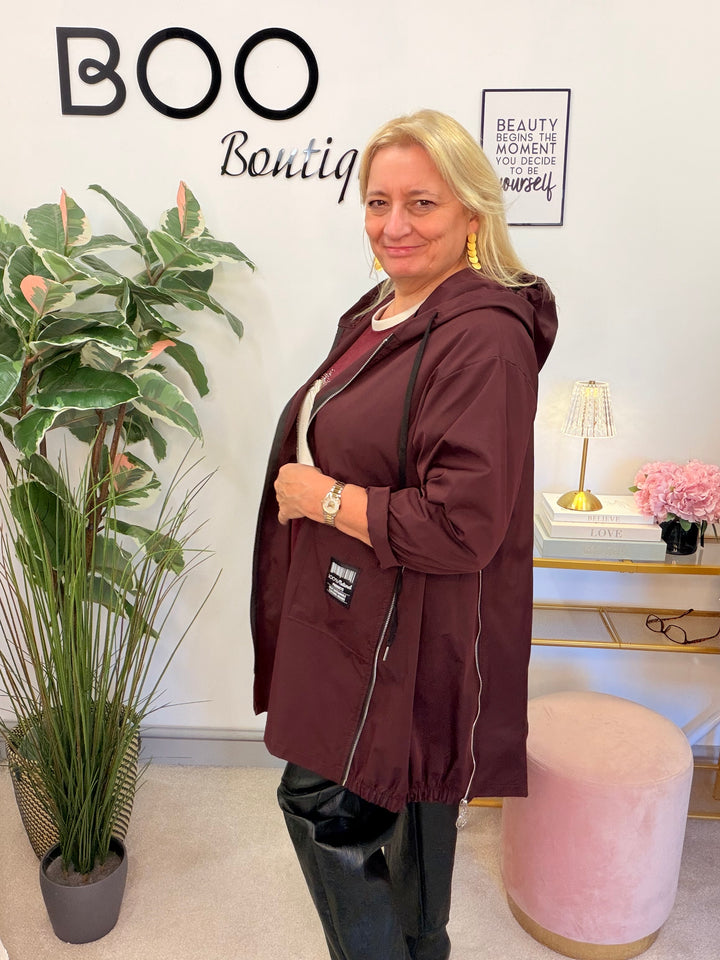 Womens shower proof hoody jacket - black, wine, brown & mocha