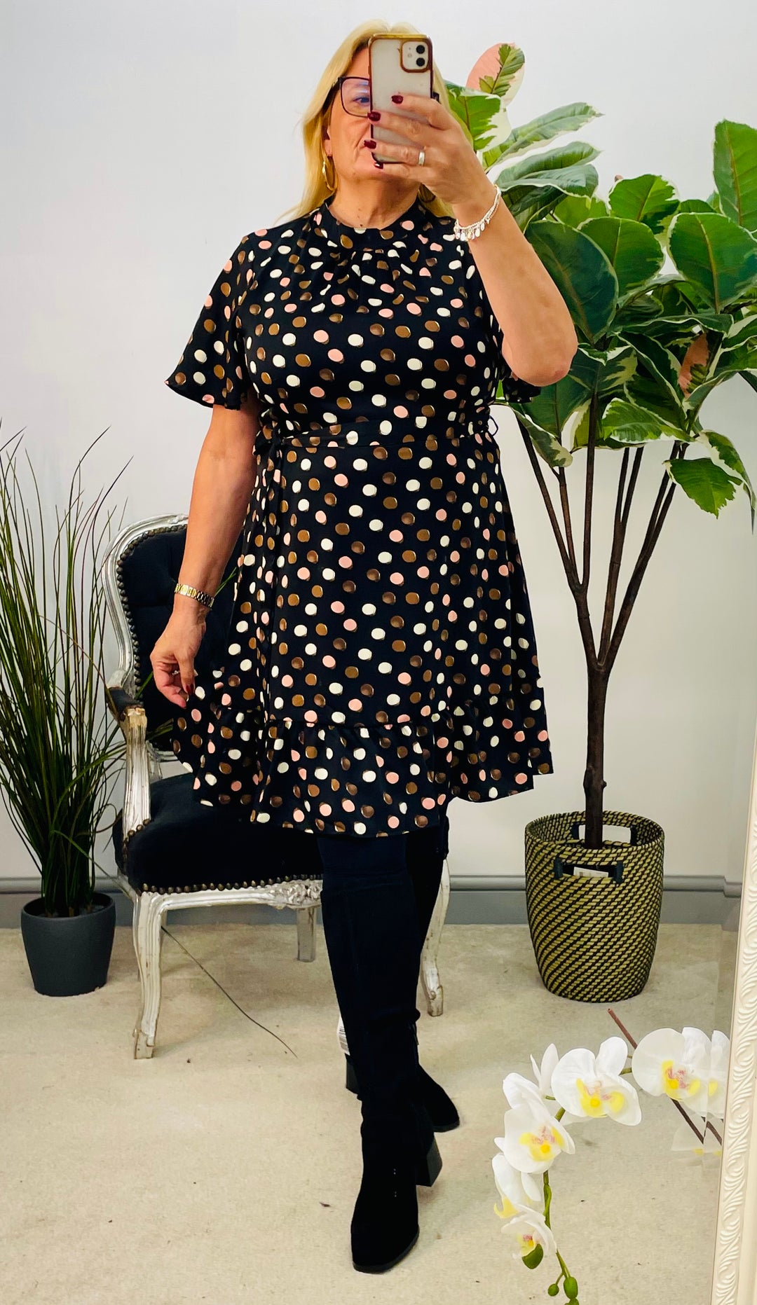 LADIES POLKA DOT MINI DRESS
