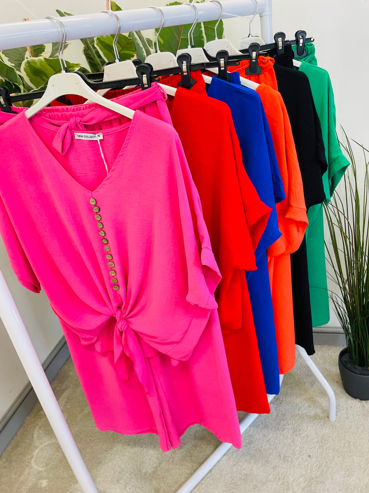 LADIES TROUSER CO ORD SET - BLACK, PINK, GREEN, BLUE, RED, ORANGE