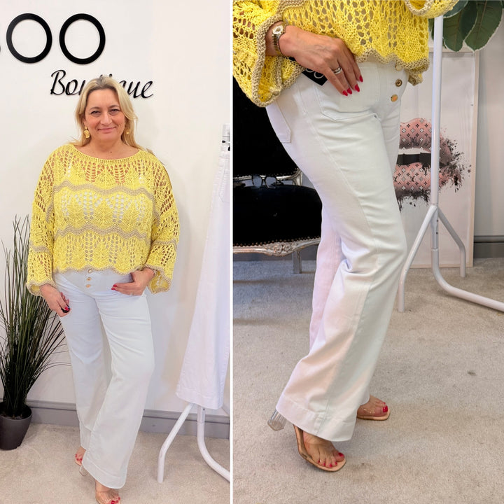 The MINNY white wide leg jeans - sizes 8 to 14