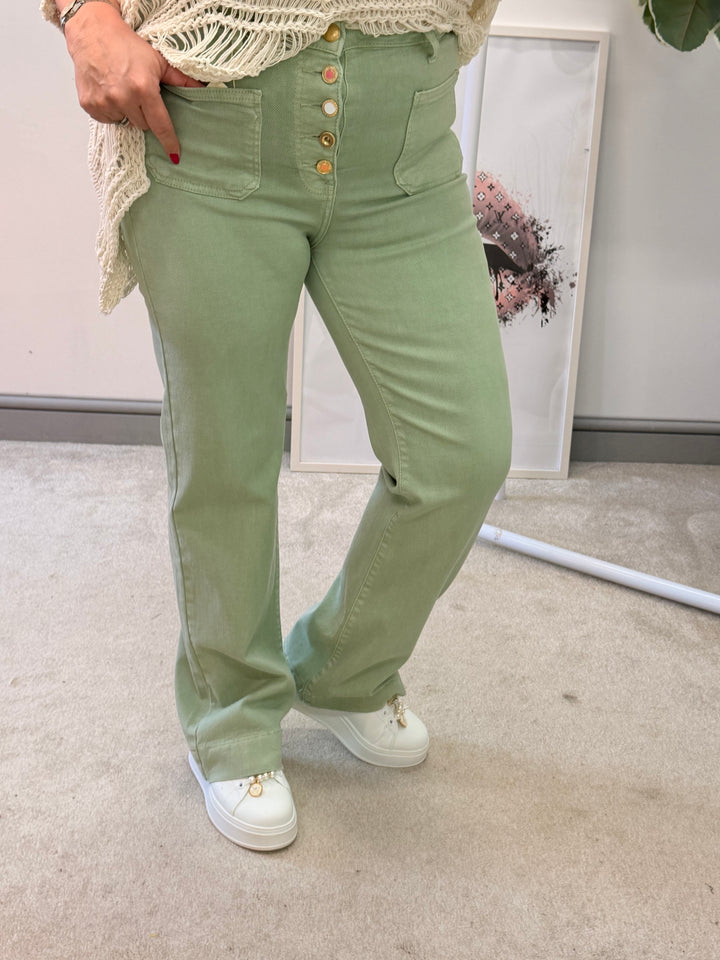 The TRACEY sage denim wide leg jeans - size 6 to 14