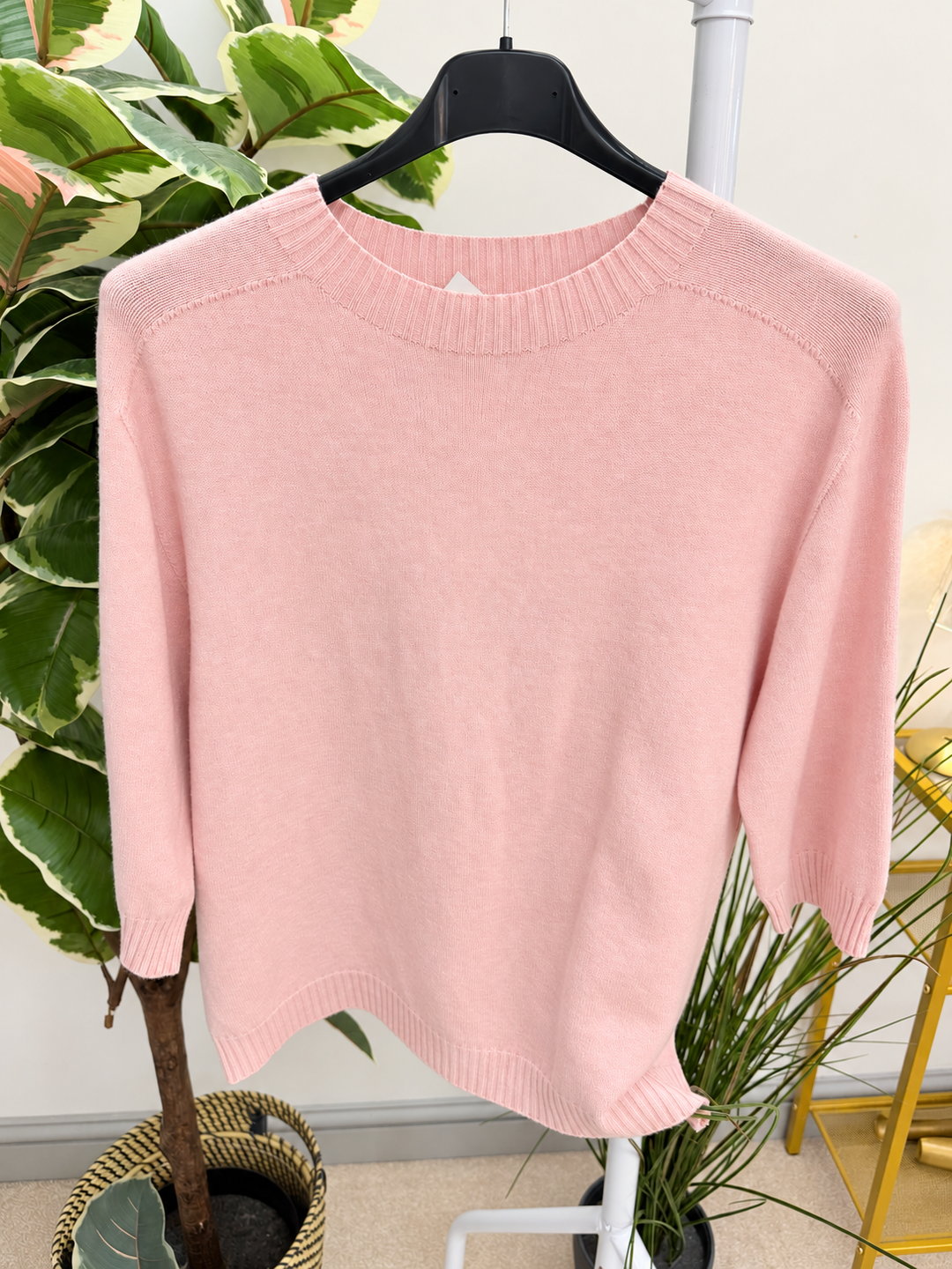 Women's 3/4 sleeve round neck jumper pink