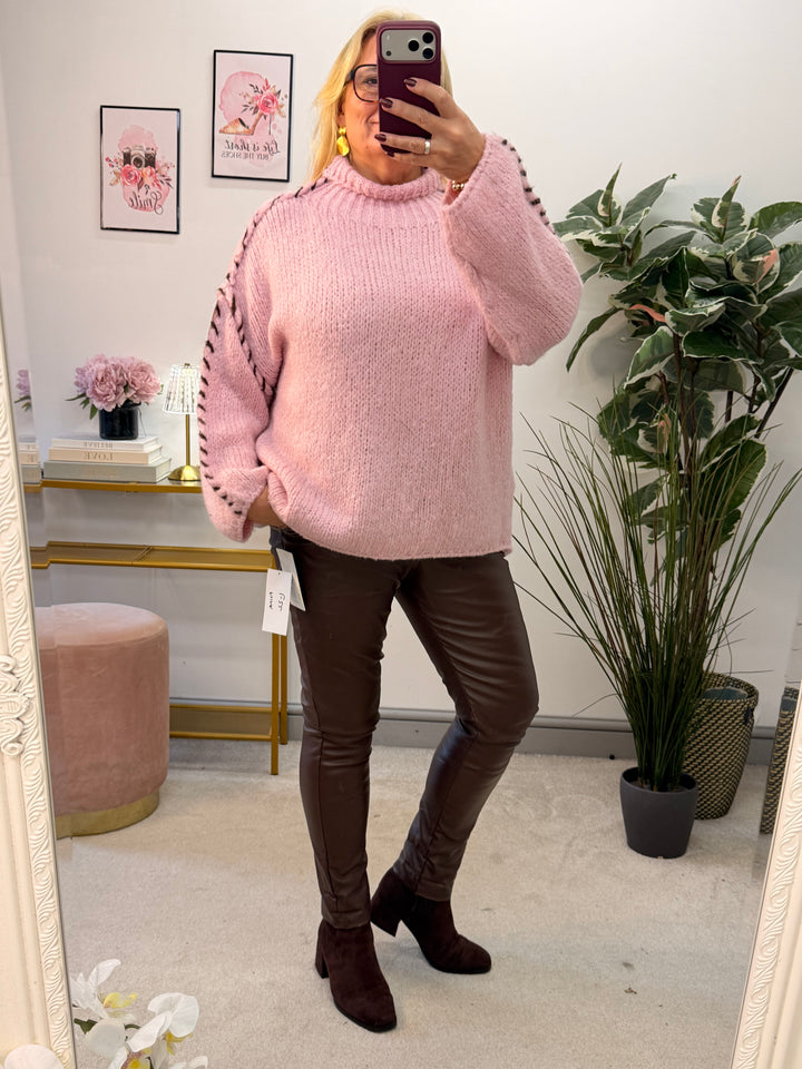 The MAURA contrast stitch thick knit jumper - 4 colours