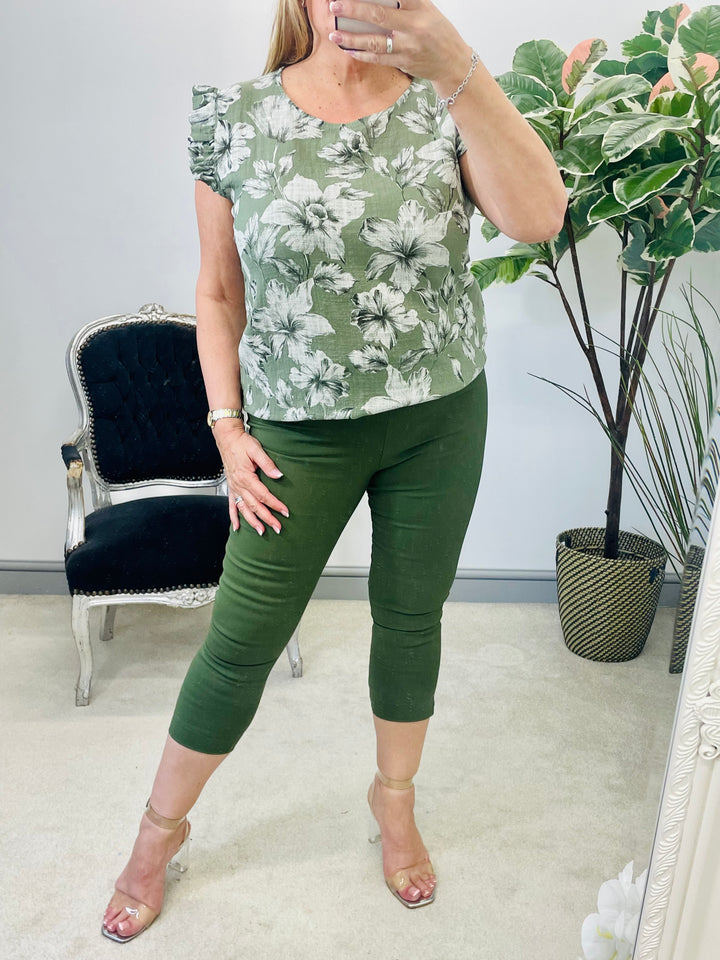 The RACHEL khaki Capri trousers