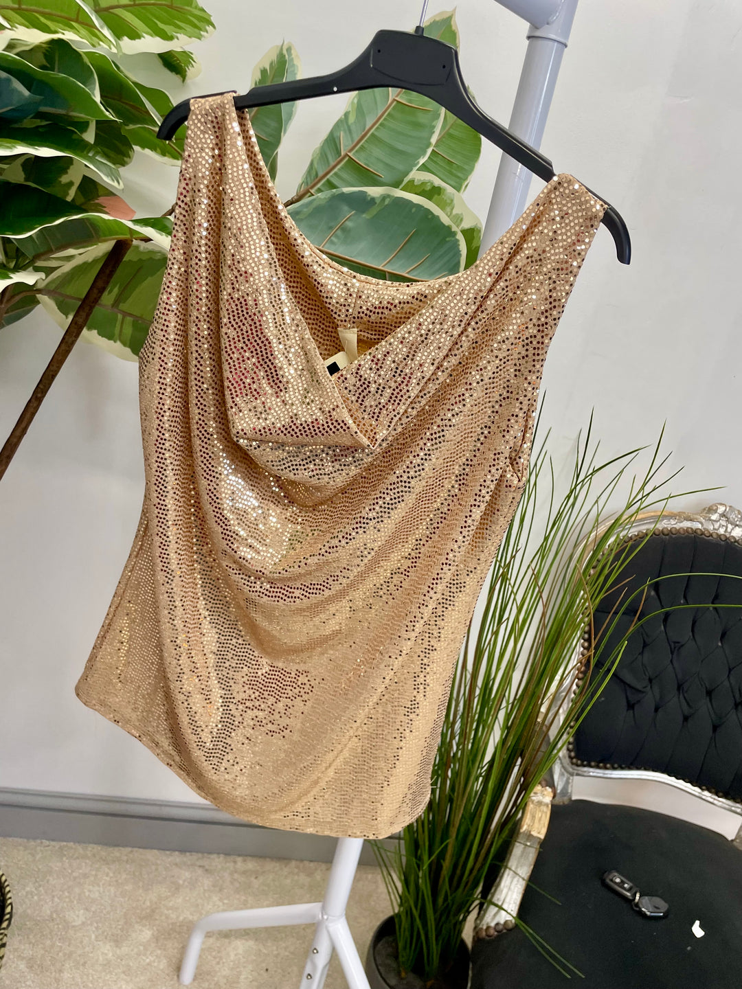 LADIES SEQUIN VEST TOP - BLACK, PURPLE, RED, GOLD, SILVER