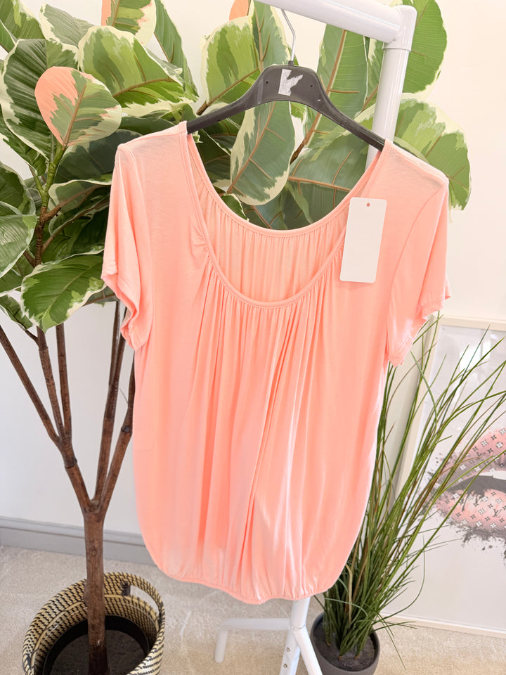 Ladies Easy to Wear Bubble Summer Top pale pink