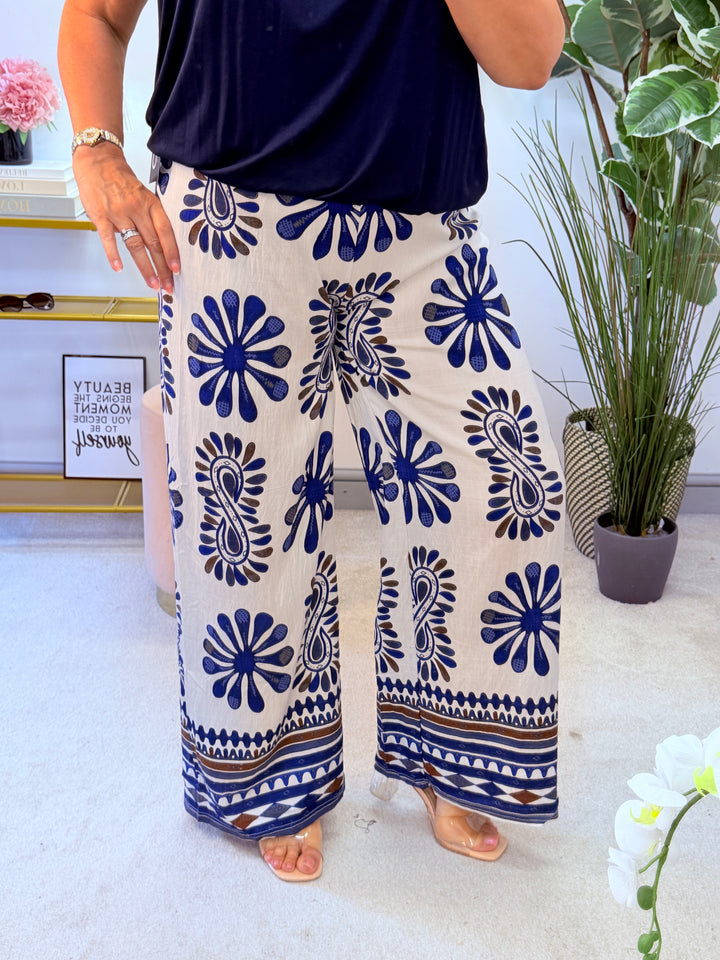 Ladies Palazzo Wide Leg Trousers - Pink, Khaki, Black & Blue