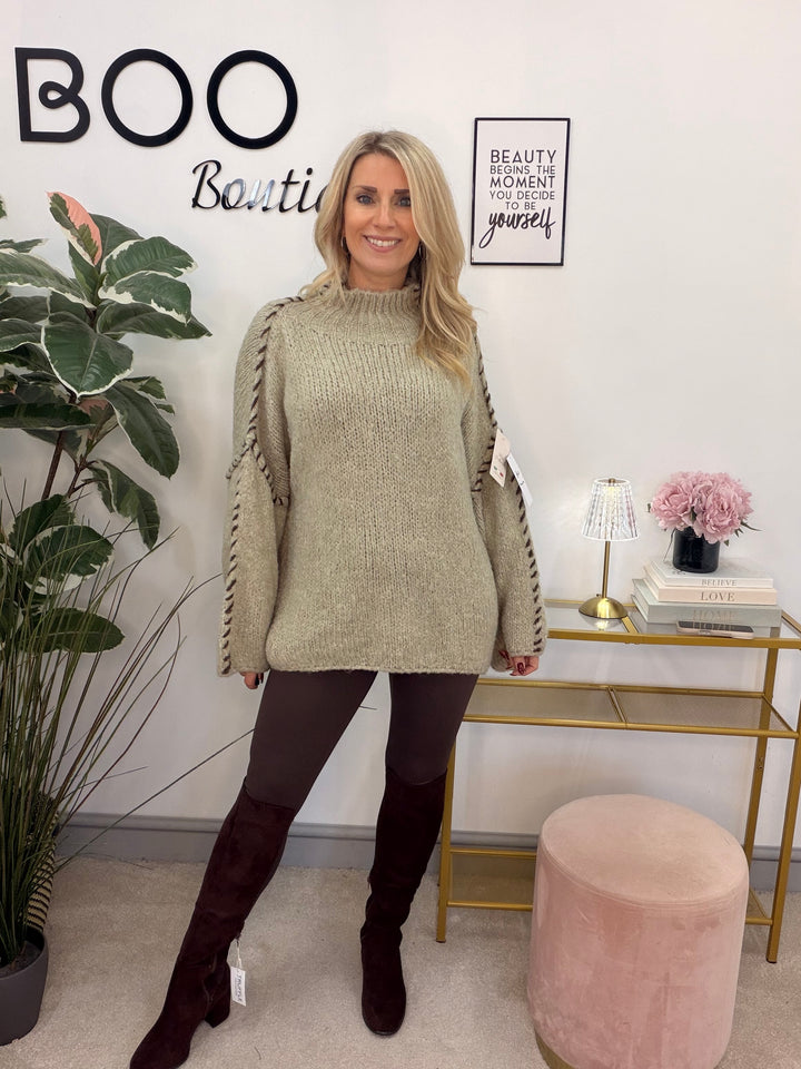 The MAURA contrast stitch thick knit jumper - 4 colours