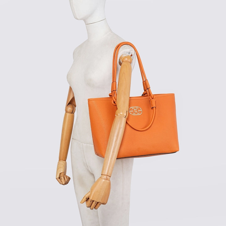 LADIES FASHION TOTE BAG - WHITE, BLACK & SILVER