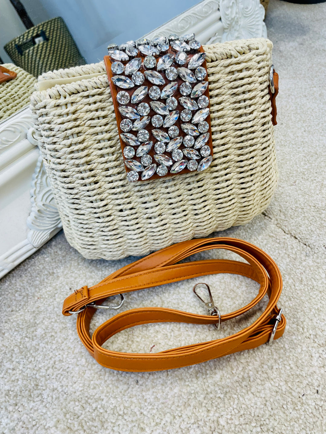 WOVEN DIAMANTÉ BAG - 2 colours
