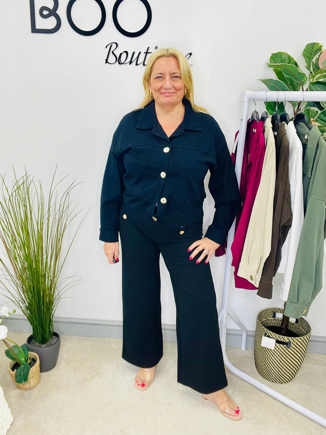 LADIES BLACK STRAIGHT LEG TROUSERS