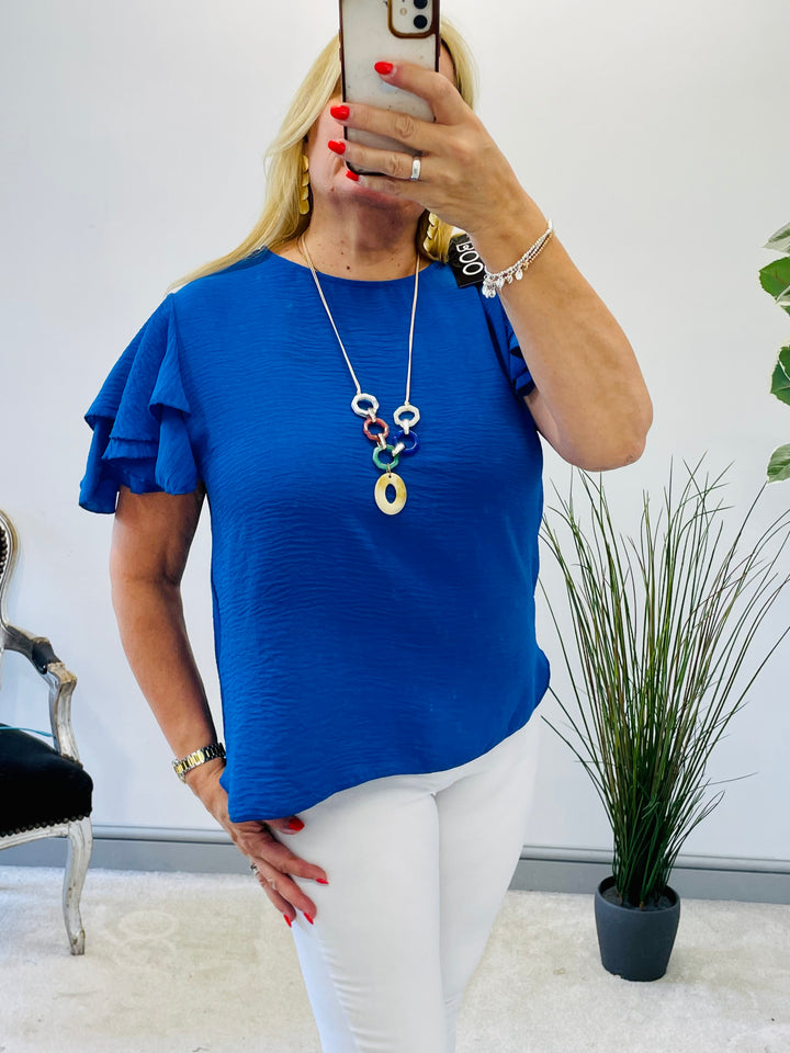 LADIES FRILL SHORT SLEEVE SUMMER TOP