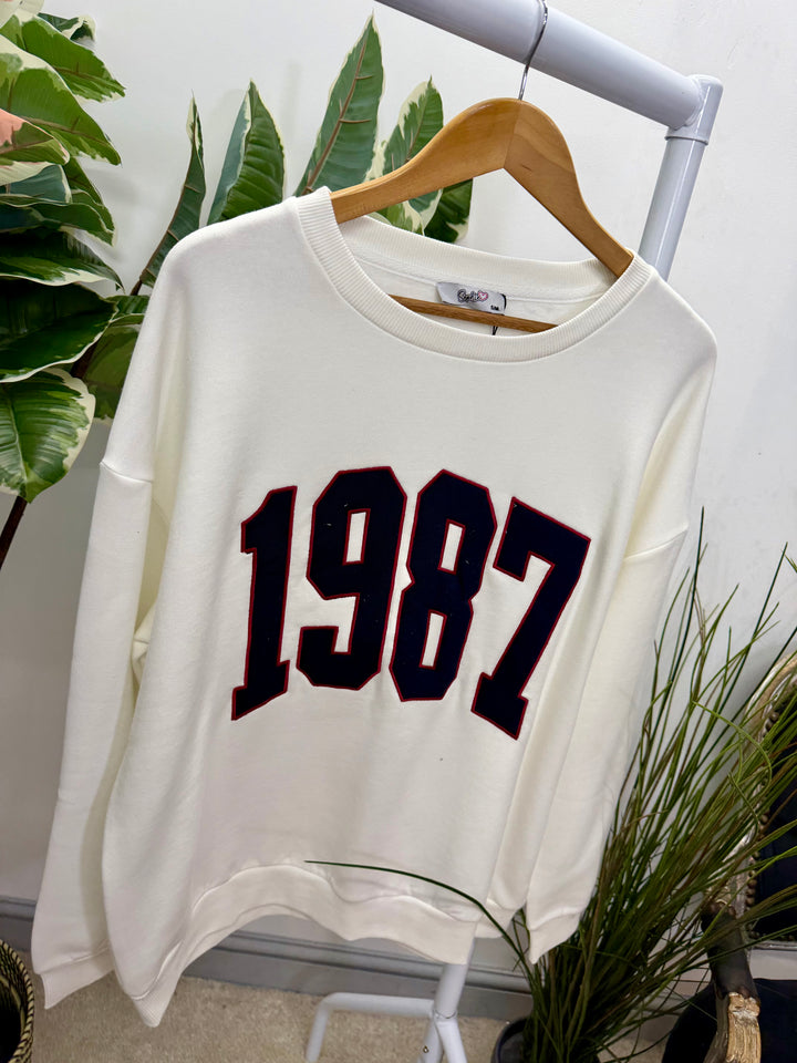 LADIES FASHION FLEECE LINED SWEATSHIRT TOP - GREY & WHITE