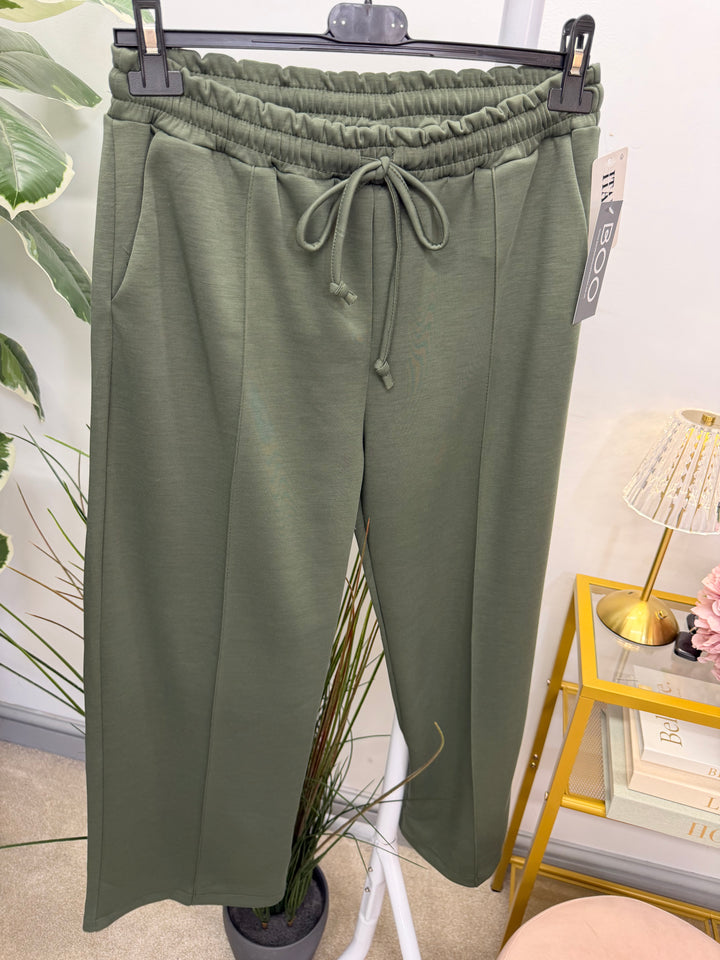 Ladies Fashion Petite Scuba Straight Leg Trousers - Black, Navy, Khaki & Mocha