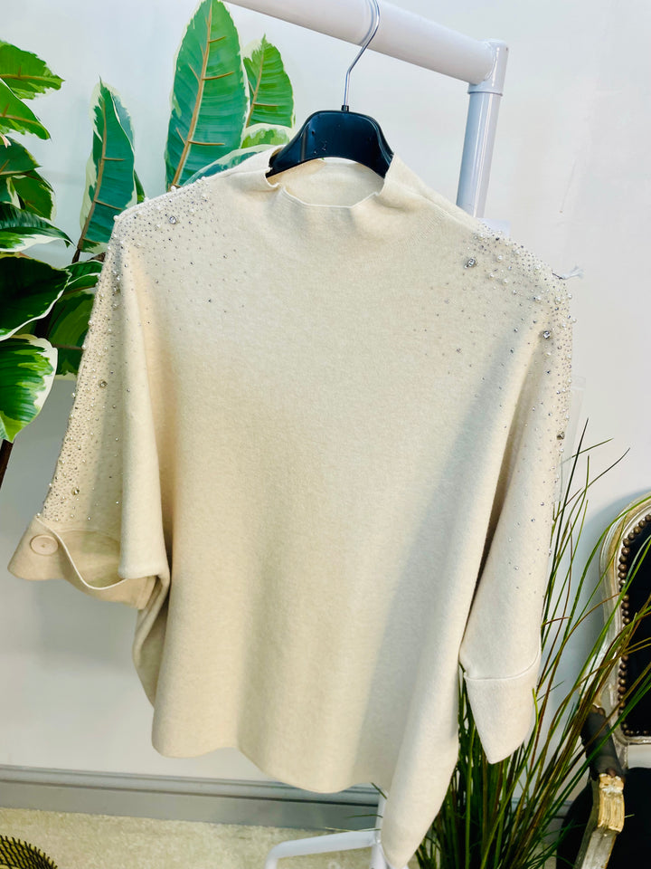 LADIES DIAMANTE SPARKLY JUMPER - FUSCHIA, PINK, BEIGE & BLACK