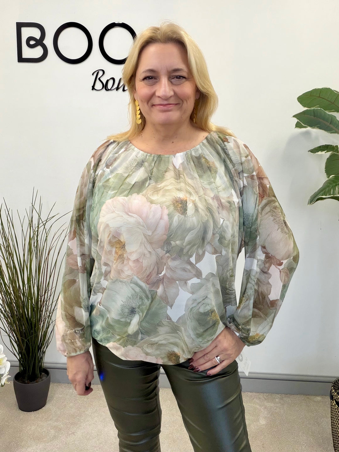 LADIES STRETCH NET BLOUSON TOP - NAVY, KHAKI, YELLOW & NAVY