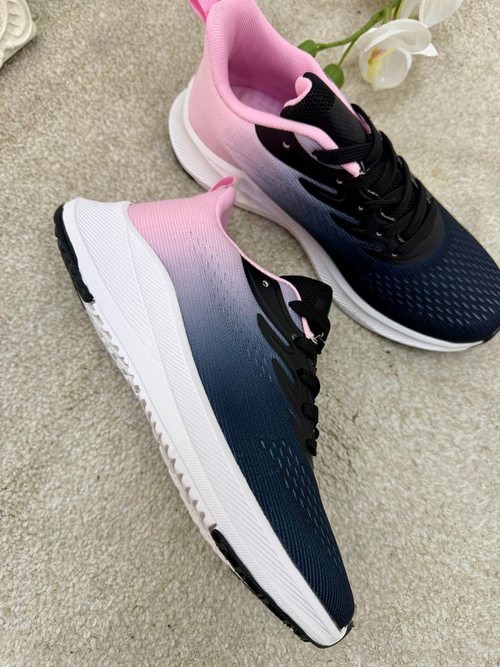 KHAKI & BLACK FABRIC COMFORT TRAINERS SHOES