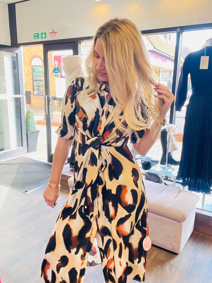 The SIOBHAN beige brown dress