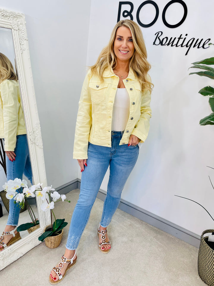 LADIES WOMENS LEMON YELLOW DENIM SUMMER JACKET
