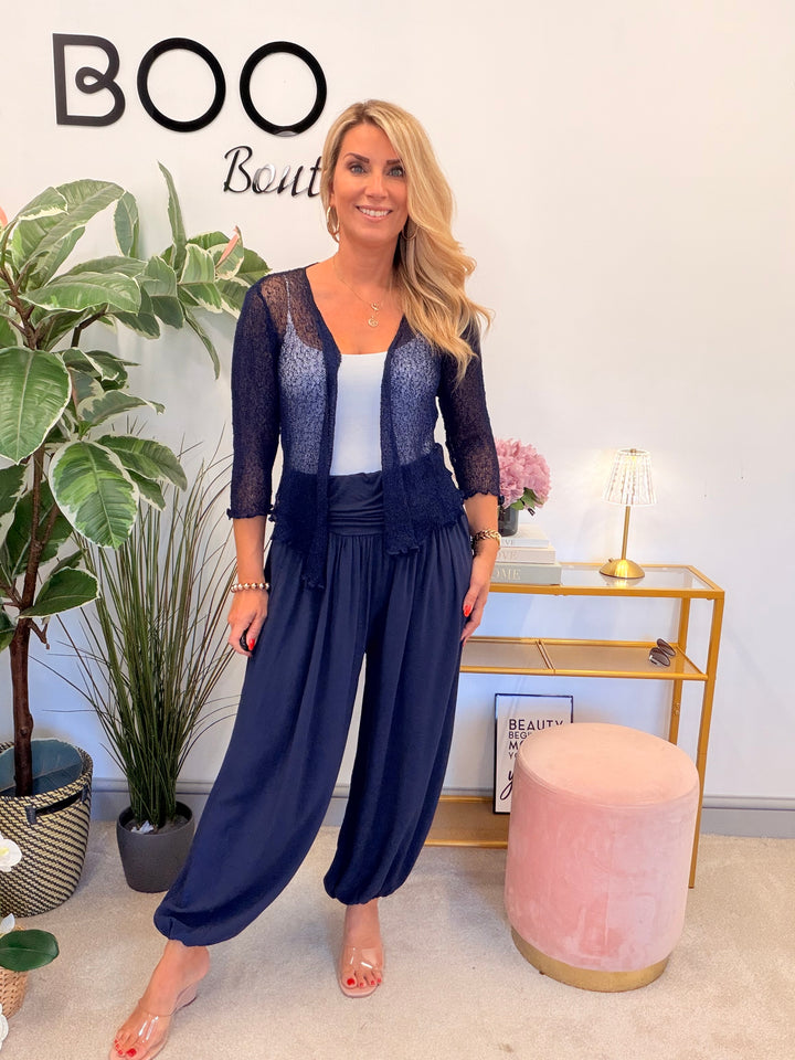 Ladies Harem Balloon Leg Summer Trousers - Black, Chocolate, Pink, Roya Blue & Navy