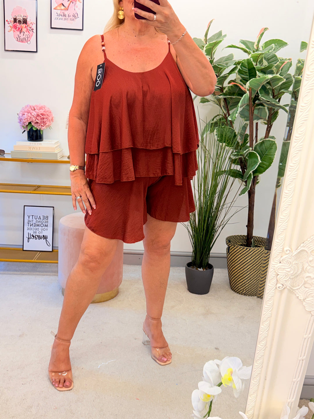 Ladies Shorts Co Ord Set - Black, Mocha, Rust & Chocolate
