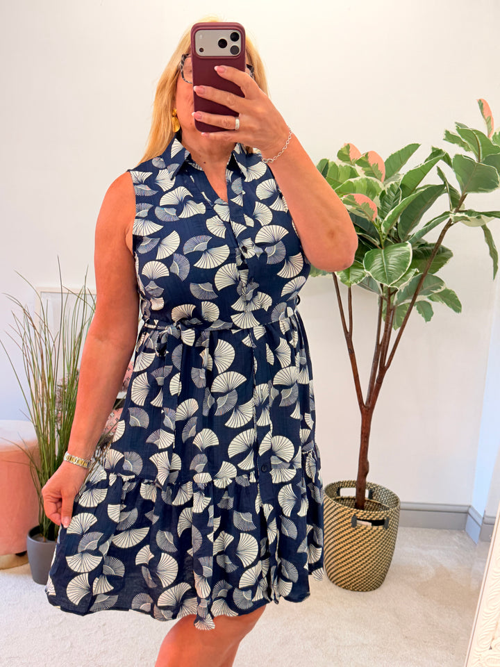 Ladies Fashion Navy & Cream Summer Day Dress