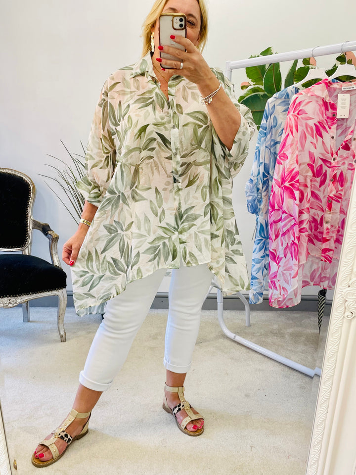 LADIES CHIFFON OVERSIZE LOOSE FIT BLOUSE SHIRT - BLUE, PINK, KHAKI