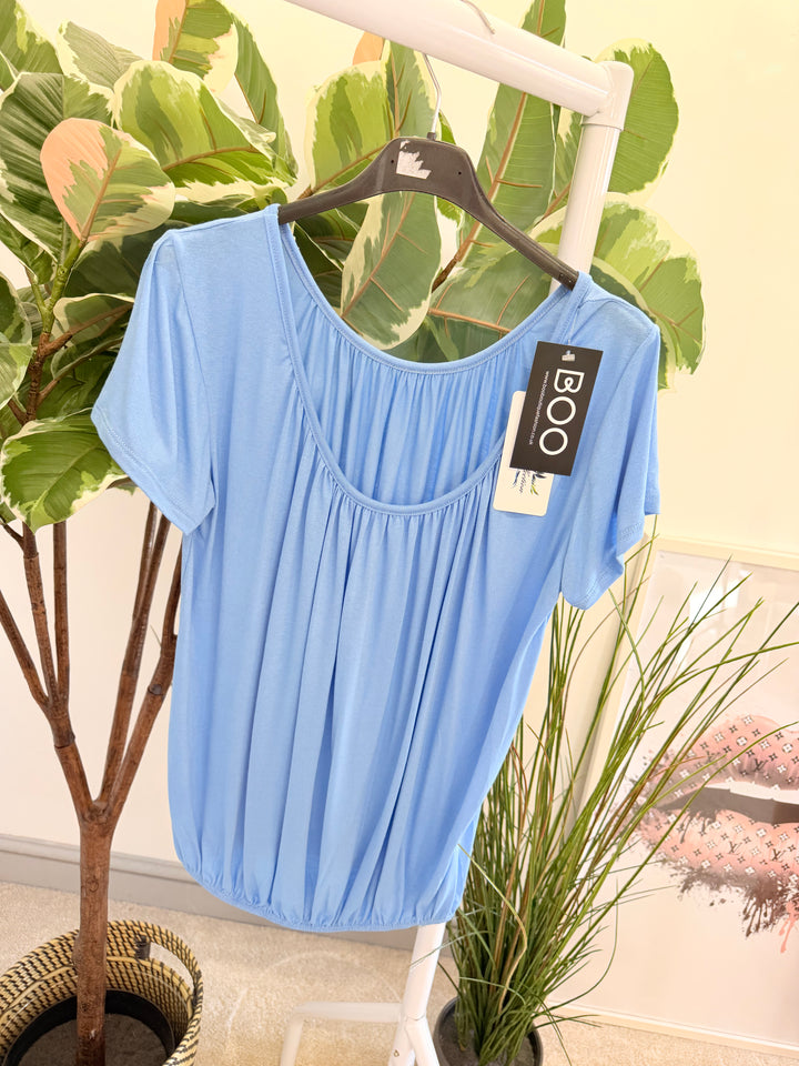 Ladies Easy to Wear Bubble Summer Top sky blue