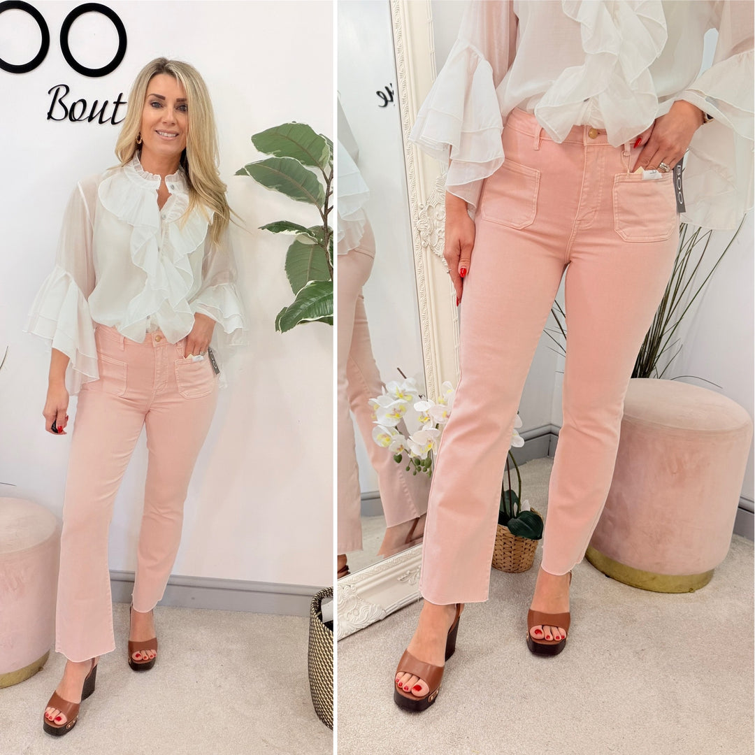 Ladies Fashion Pink Ankle Grazer Jeans