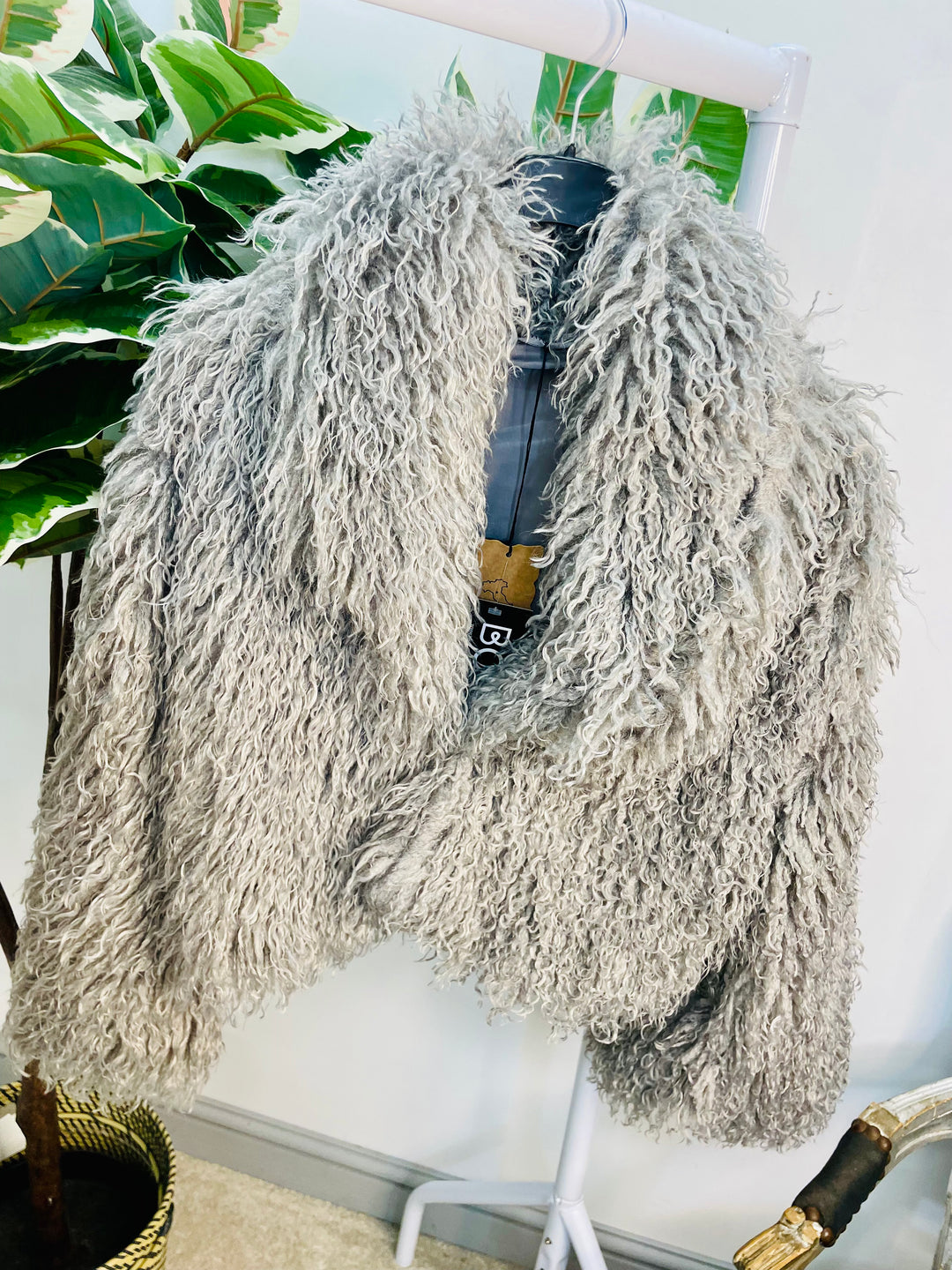 LADIES SHAGGY FLUFFY BOLERO JACKET - BEIGE, GREY & BROWN