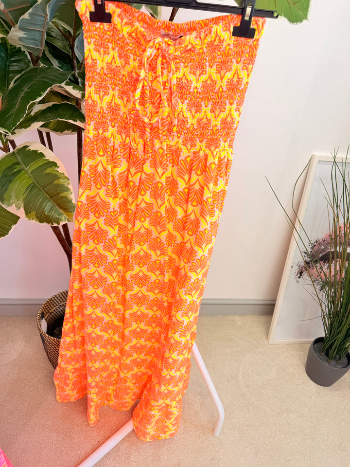 Ladies Fashion Summer Strapless Maxi Dress - Pink, Yellow, Orange, Green, Navy