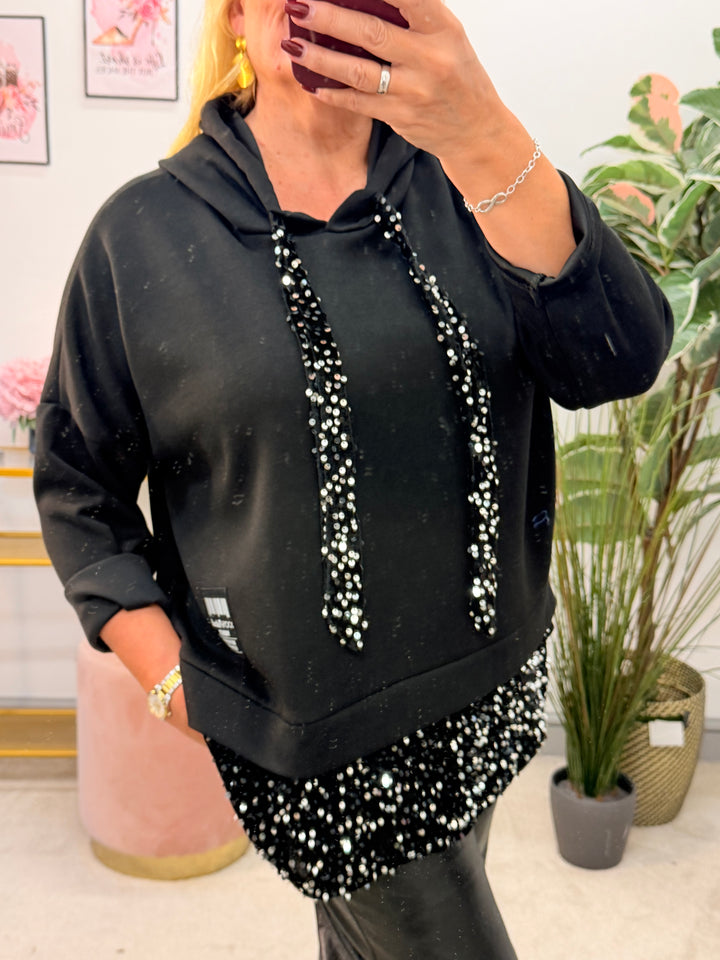 The PAULA scuba sequin hoodie top - 3 colours