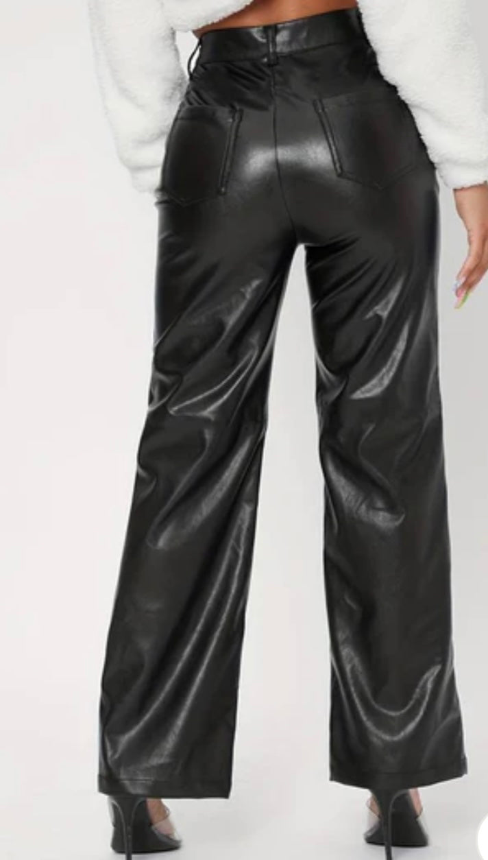 The XENIA vegan leather wide leg trousers