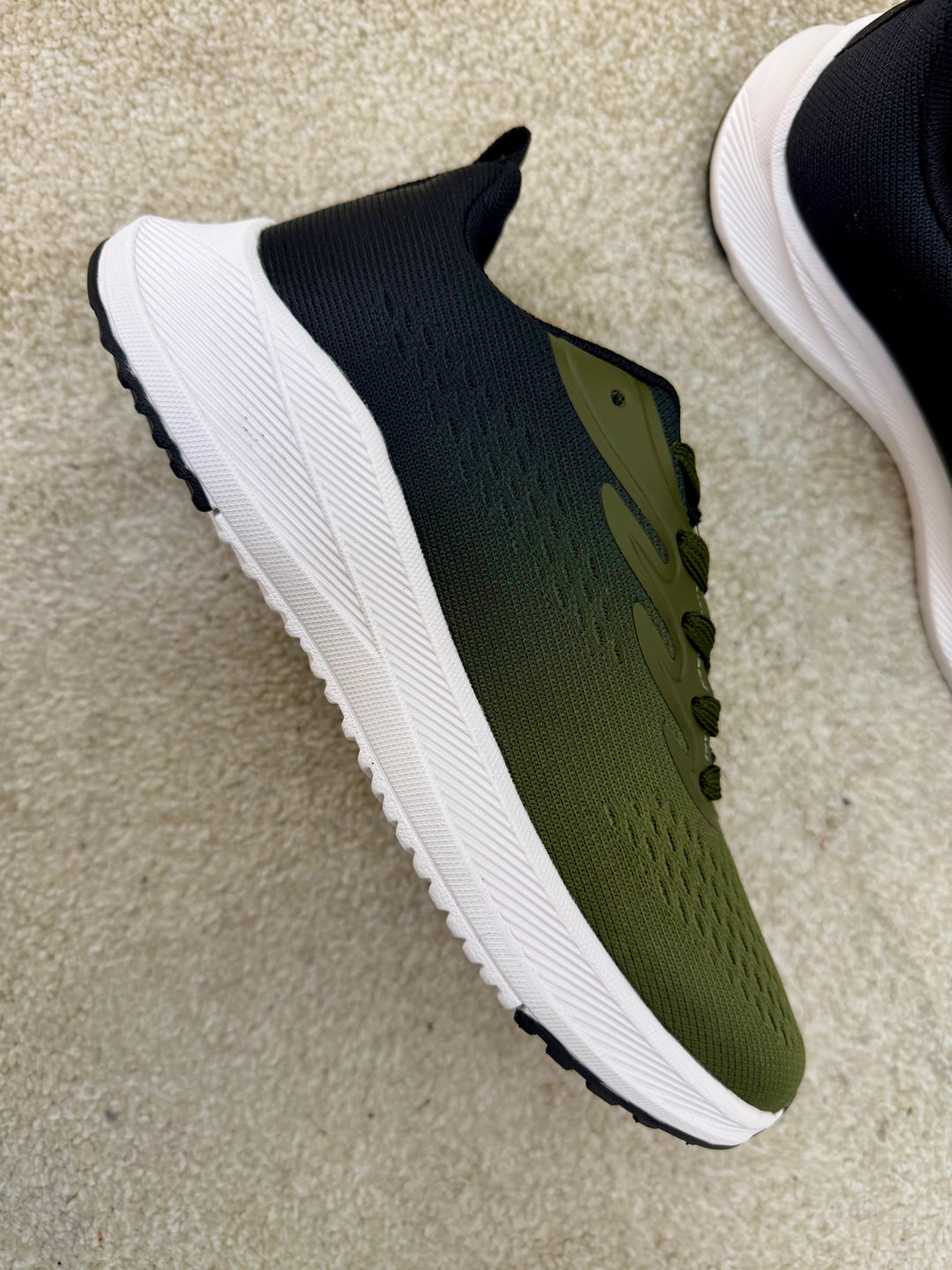 KHAKI & BLACK FABRIC COMFORT TRAINERS SHOES