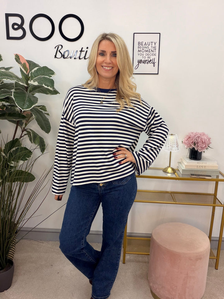 The BRONTY stripe long sleeve t shirt top - 2 colours
