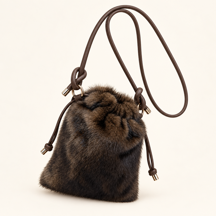 Womens Faux Fur Small Crossbody Going Out Bag - Brown, Leopard, Black & Fawn
