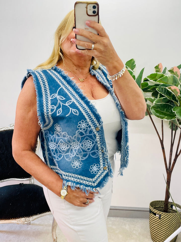 The COSMOPOLITAN denim waistcoat
