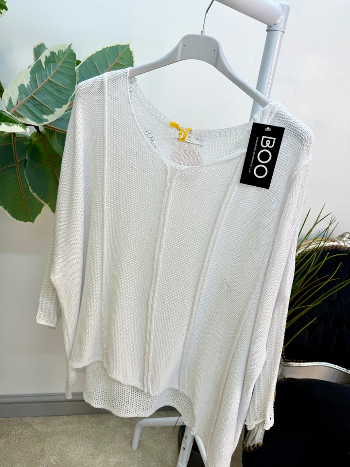 Ladies Fashion Oversize Top - yellow, beige, pink, white, fuschia and blue