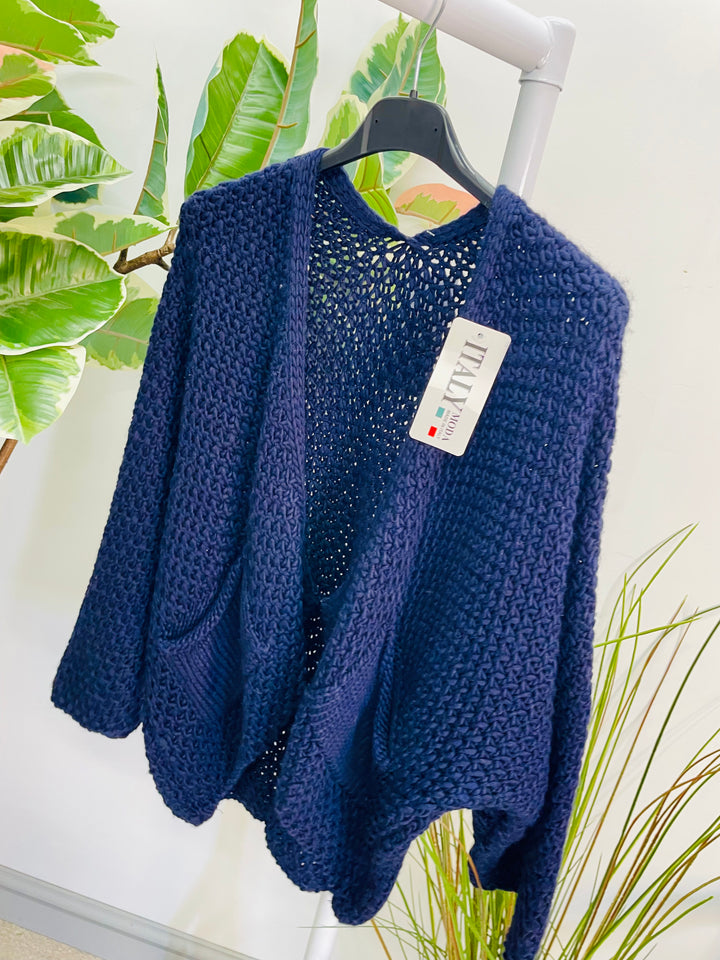 LADIES KNITTED BOLERO CARDIGAN - CREAM, PINK, NAVY, BLACK, OATMEAL, CAMEL, GREY