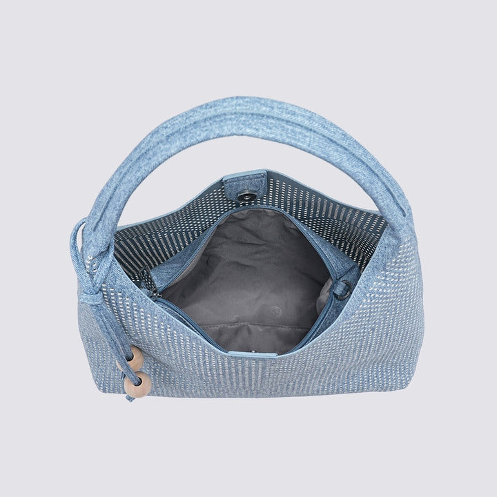 The ZOE slouch bag - blue and white