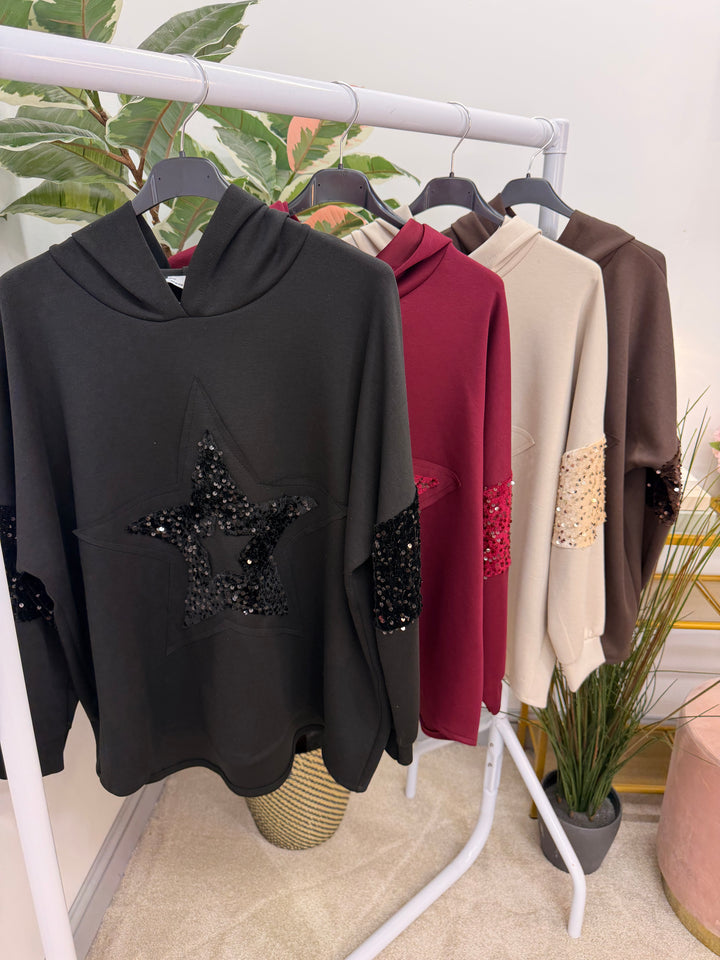 The JUDY scuba sequin hoodie top - 4 colours