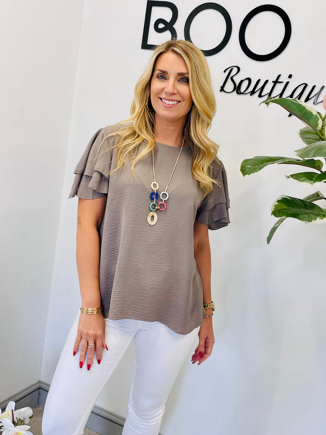 LADIES FRILL SHORT SLEEVE SUMMER TOP