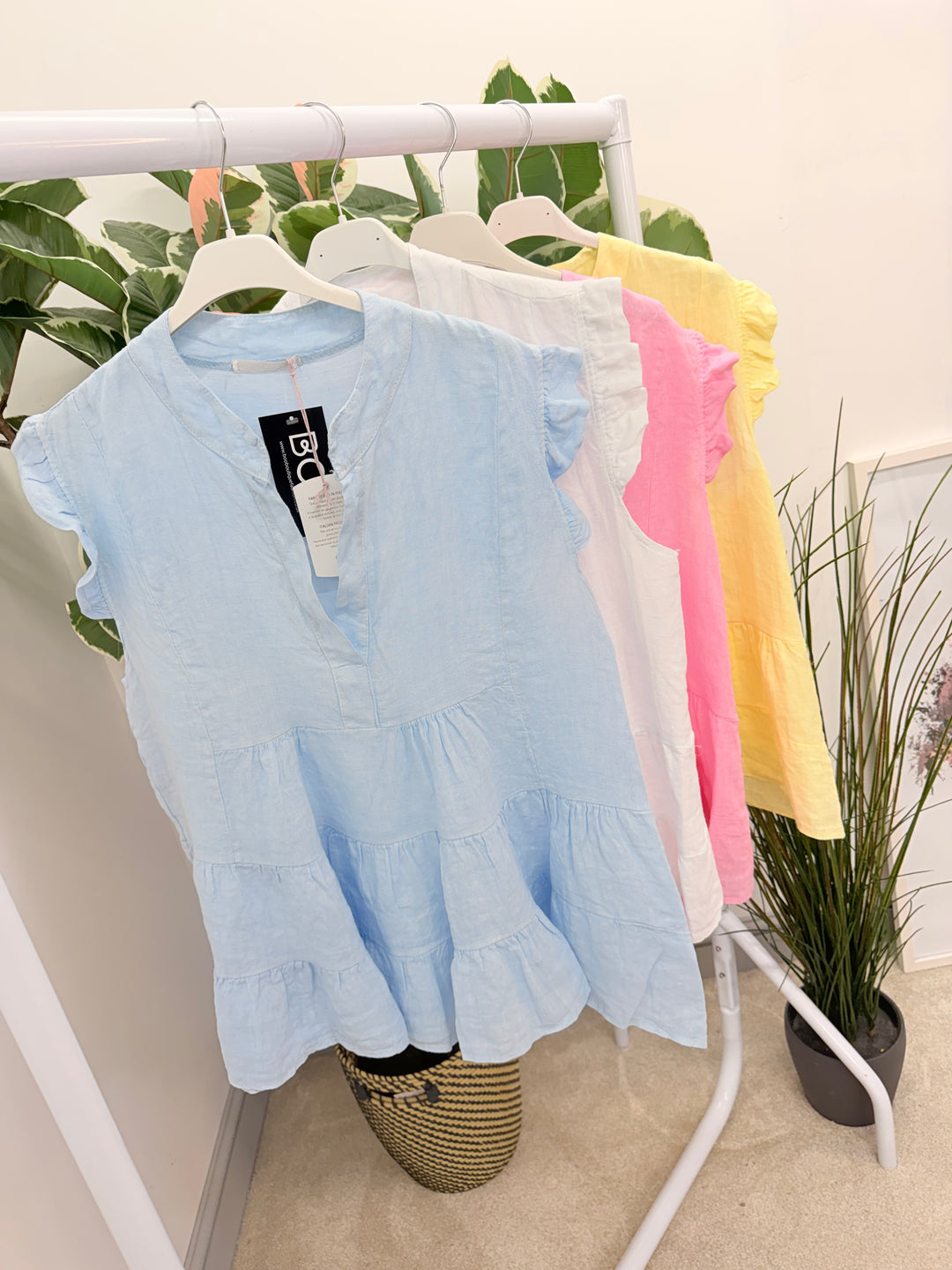 Ladies Fashion Smock Summer Top - White, Pink, Lemon, Blue
