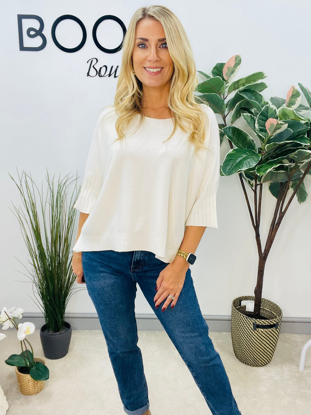 LADIES LOOSE FIT SHORT SLEEVE JUMPER - BROWN, WHITE, ORANGE, PINK, BLACK, BEIGE