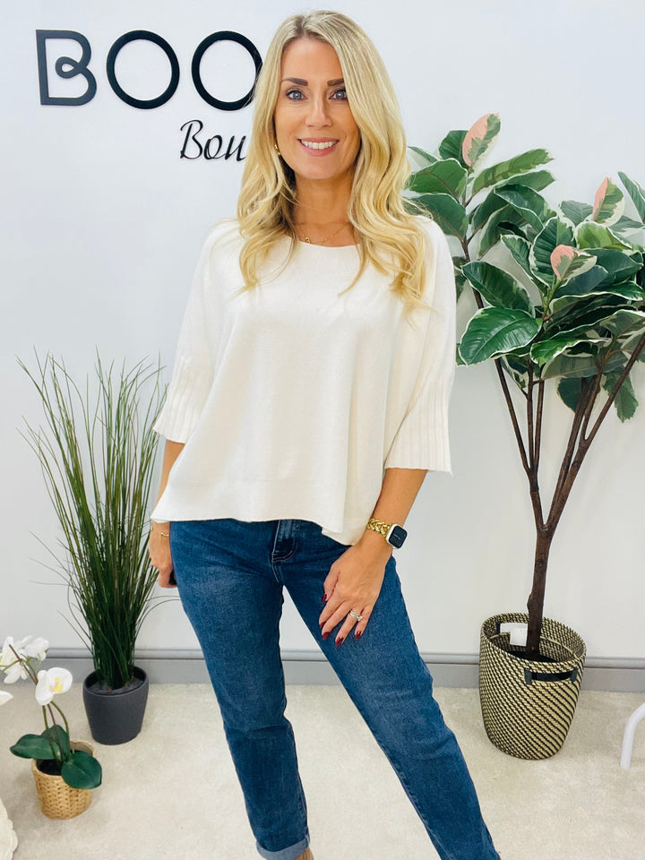 LADIES LOOSE FIT SHORT SLEEVE JUMPER - BROWN, WHITE, ORANGE, PINK, BLACK, BEIGE