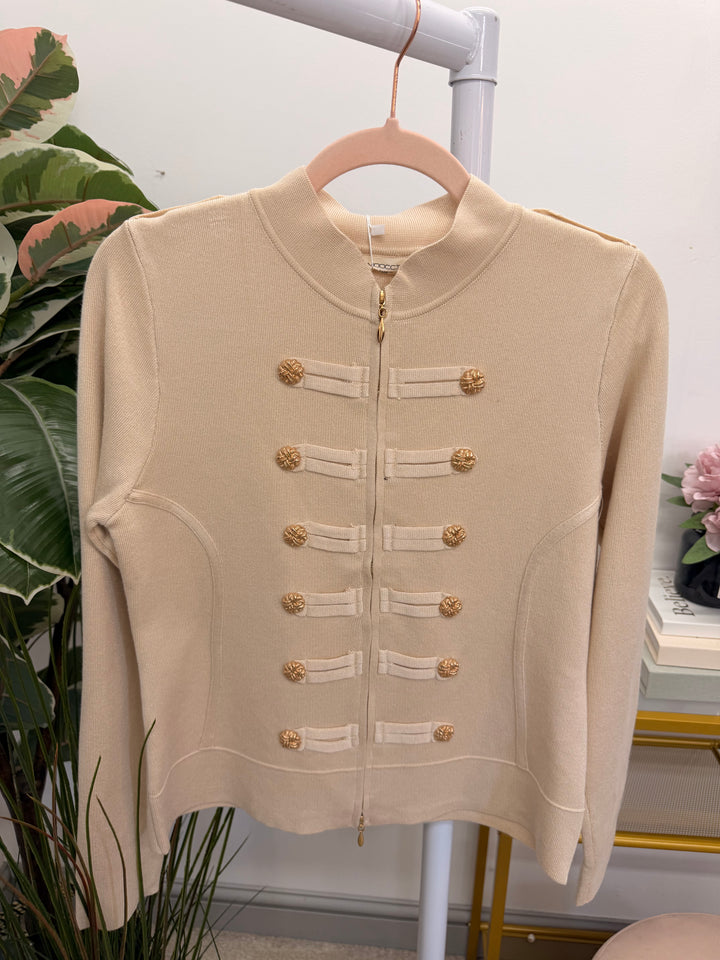 Ladies Fashion Military Knitted Cardigan Jumper - Black, Plum, Beige & Brown