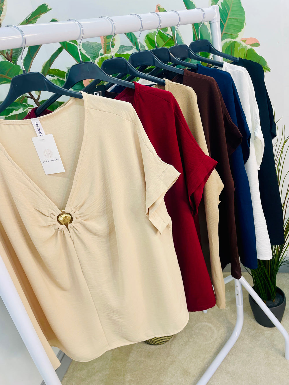 LADIES LOOSE FIT SUMMER TOP - BLACK, WHITE, BROWN, BURGUNDY, BEIGE, NAVY