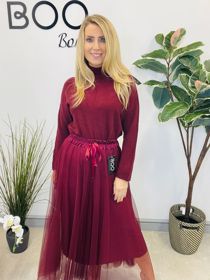 LADIES TURTLE NECK SOFT KNIT JUMPER - BROWN, BLACK, BERRY & WHITE