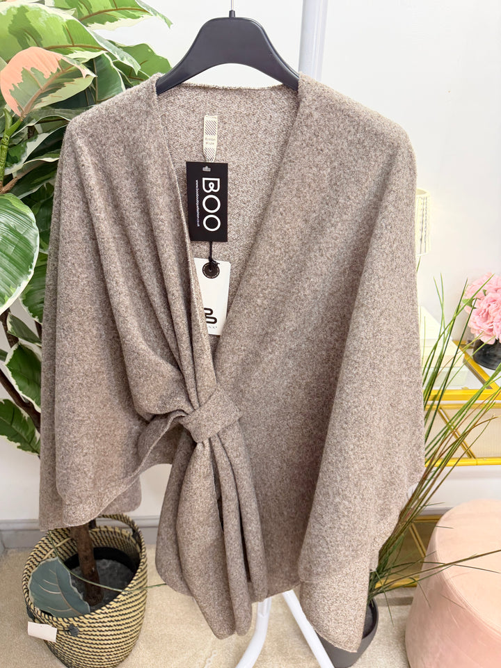 Womens Wrap Cape Jacket - Black, Mocha, Brown